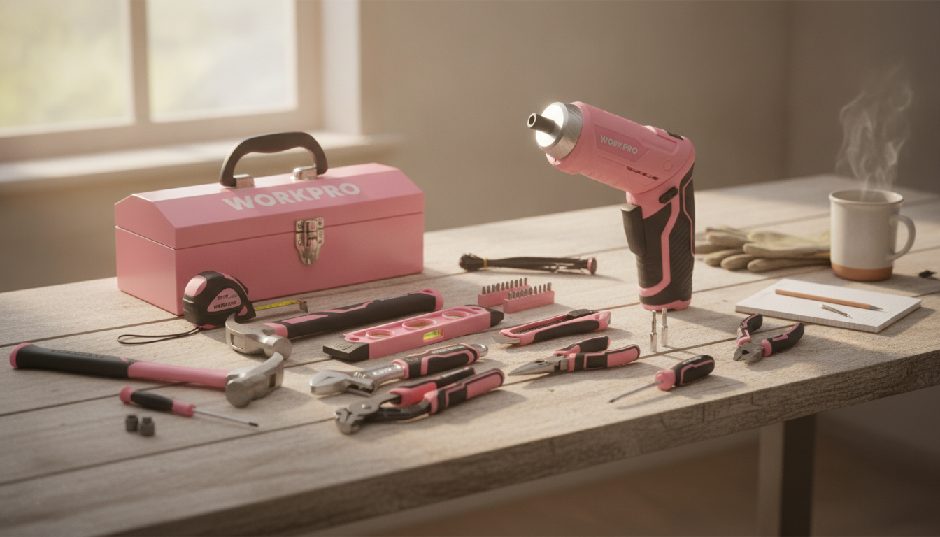 74-Piece Tool Set with Rotatable Cordless Screwdriver