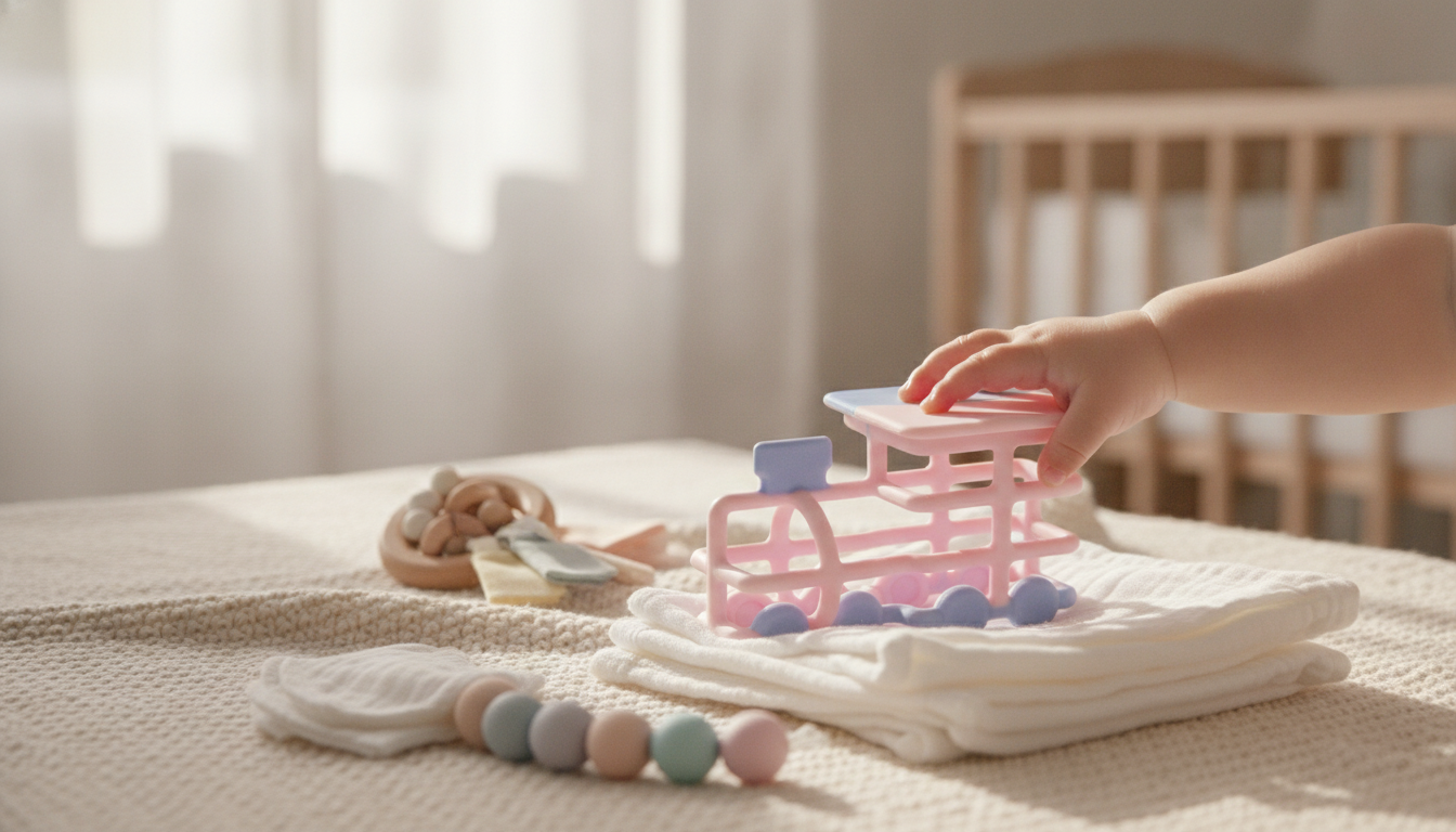 Cartoon Train Silicone Baby Teether: Easy-Grip Comfort