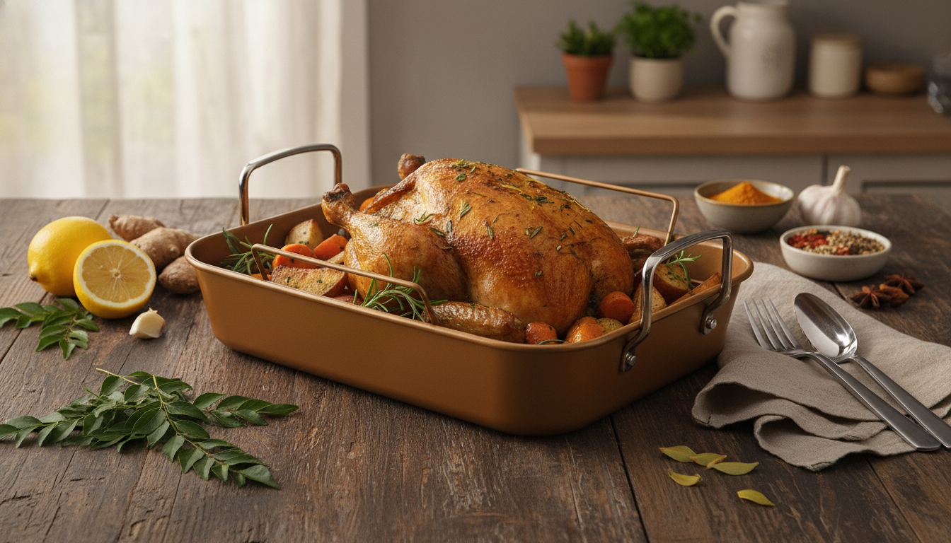 Curry Nonstick Roaster with Rack for Better Browning