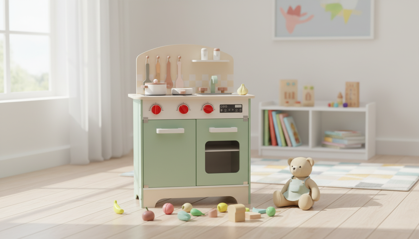 Realistic Wooden Play Kitchen: Stove, Oven & Fun Ideas