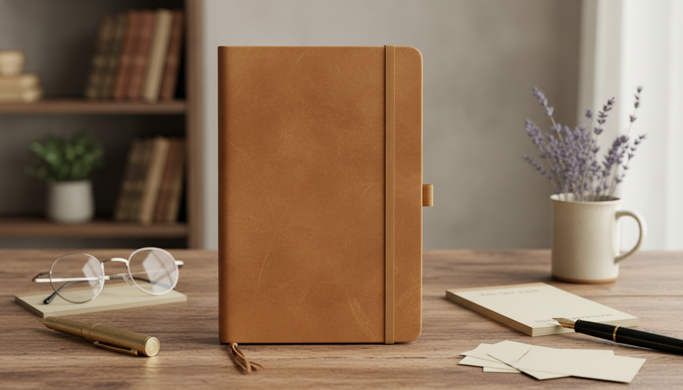 Retro A5 Leather Notebook: 96 Sheets for Lists & Diary